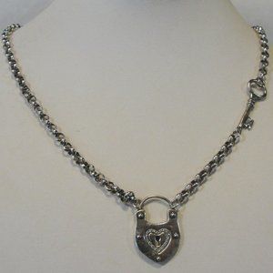 925 Sterling Silver Lock and Key Pendant Necklace